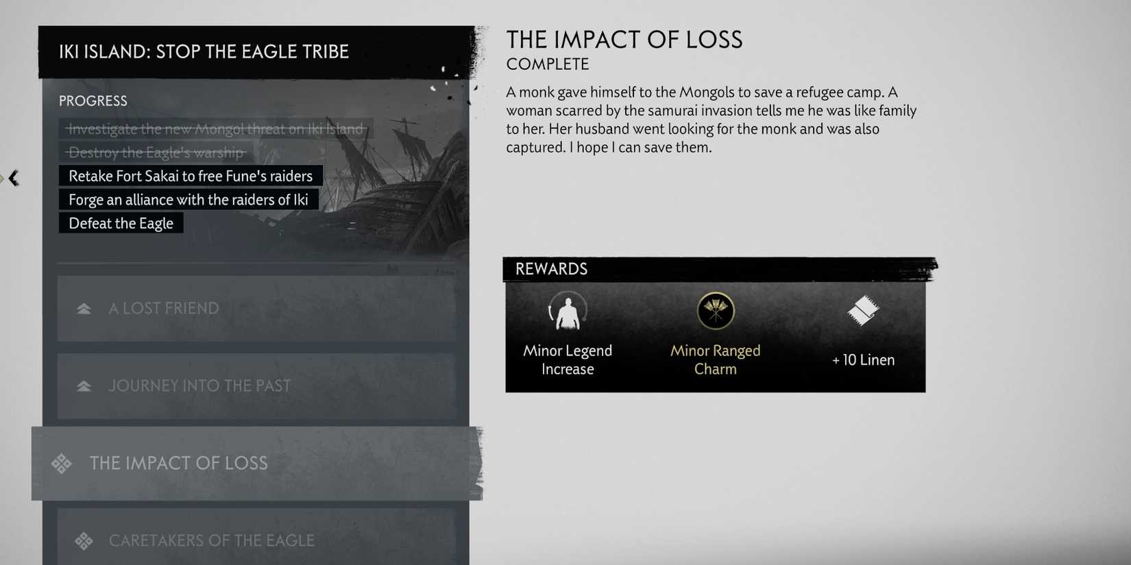 Ghost of Tsushima The Impact of Loss rewards after complete
