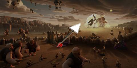 Giant Arrow on a background depicting a battle in Clash of Clans 