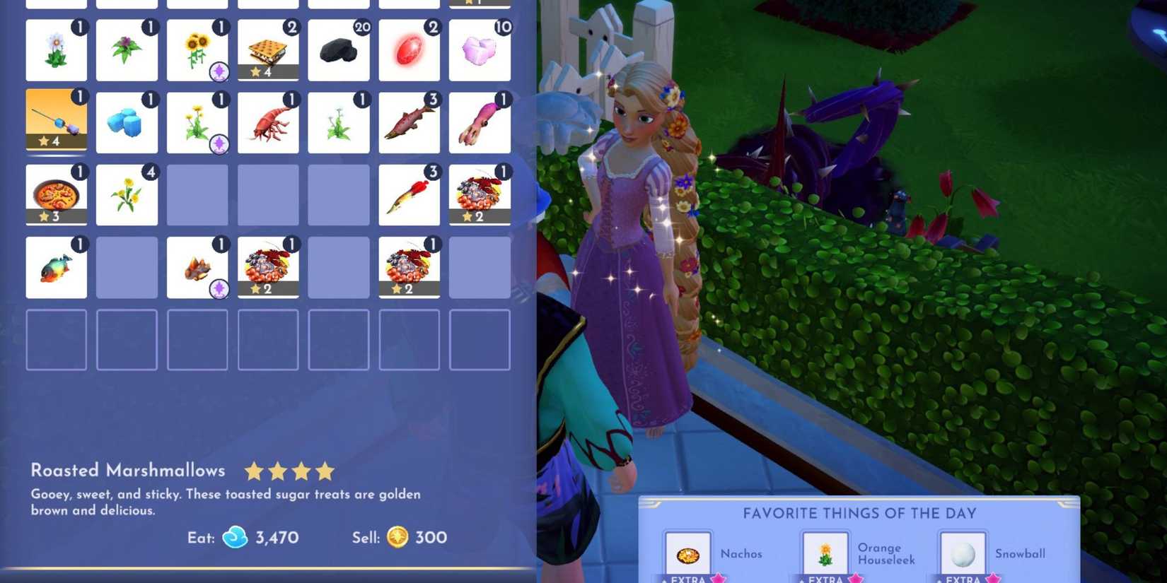 gifting roasted marshmallows to rapunzel dreamlight valley