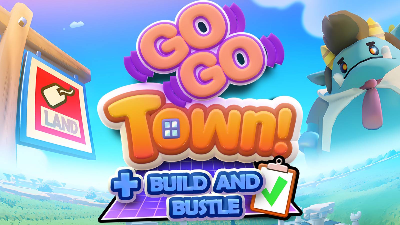 Go-Go Town Build and Bustle Update key art with game logo