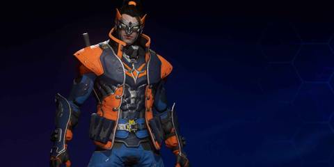 Nightwing in the Shinobi suit style in Gotham Knights