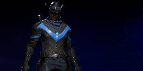 Nightwing in the Gilded Age suit style in Gotham Knights