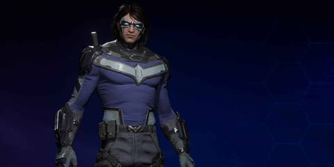 Nightwing in the Year One suit style in Gotham Knights
