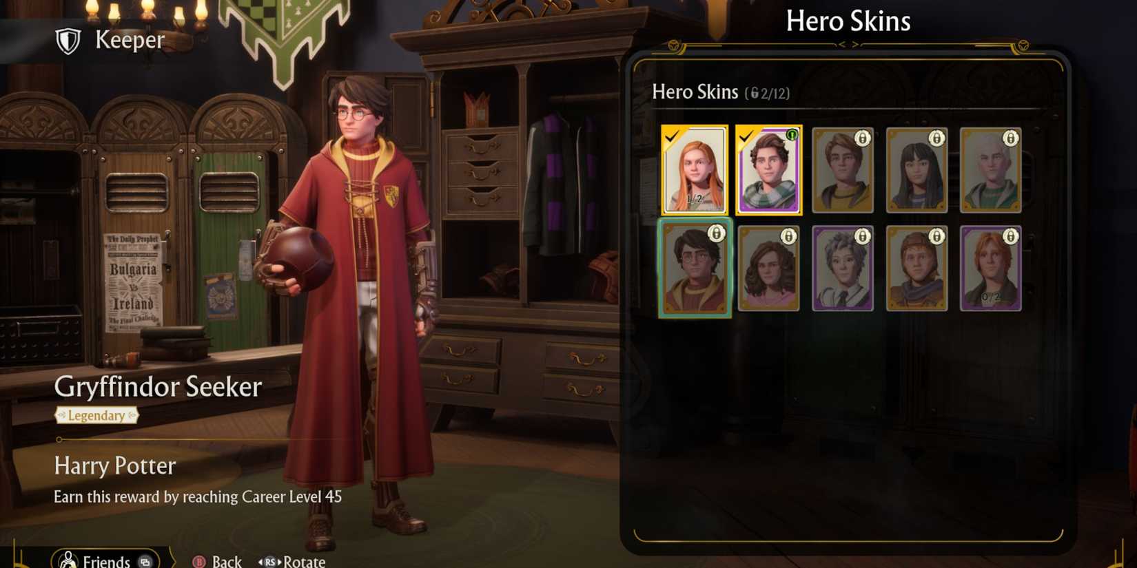 Harry Potter Gryffindor Seeker hero skin in Quidditch Champions