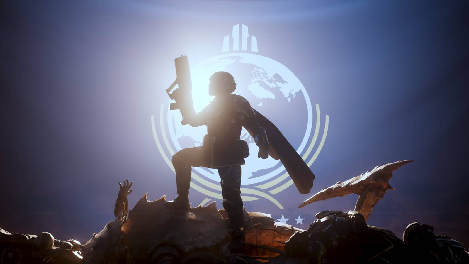 helldivers 2 helldiver standing triumphant