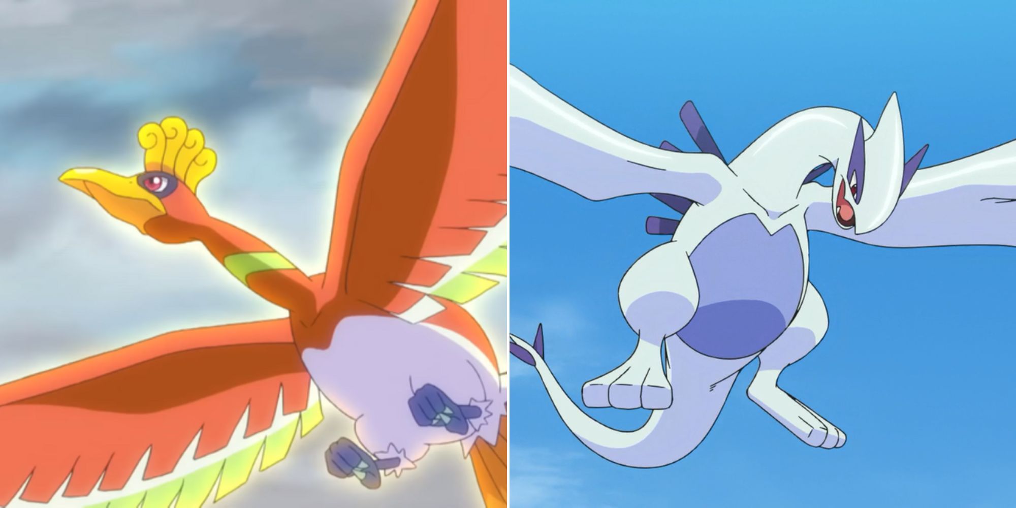 Ho-oh and Lugia in the Pokemon anime.