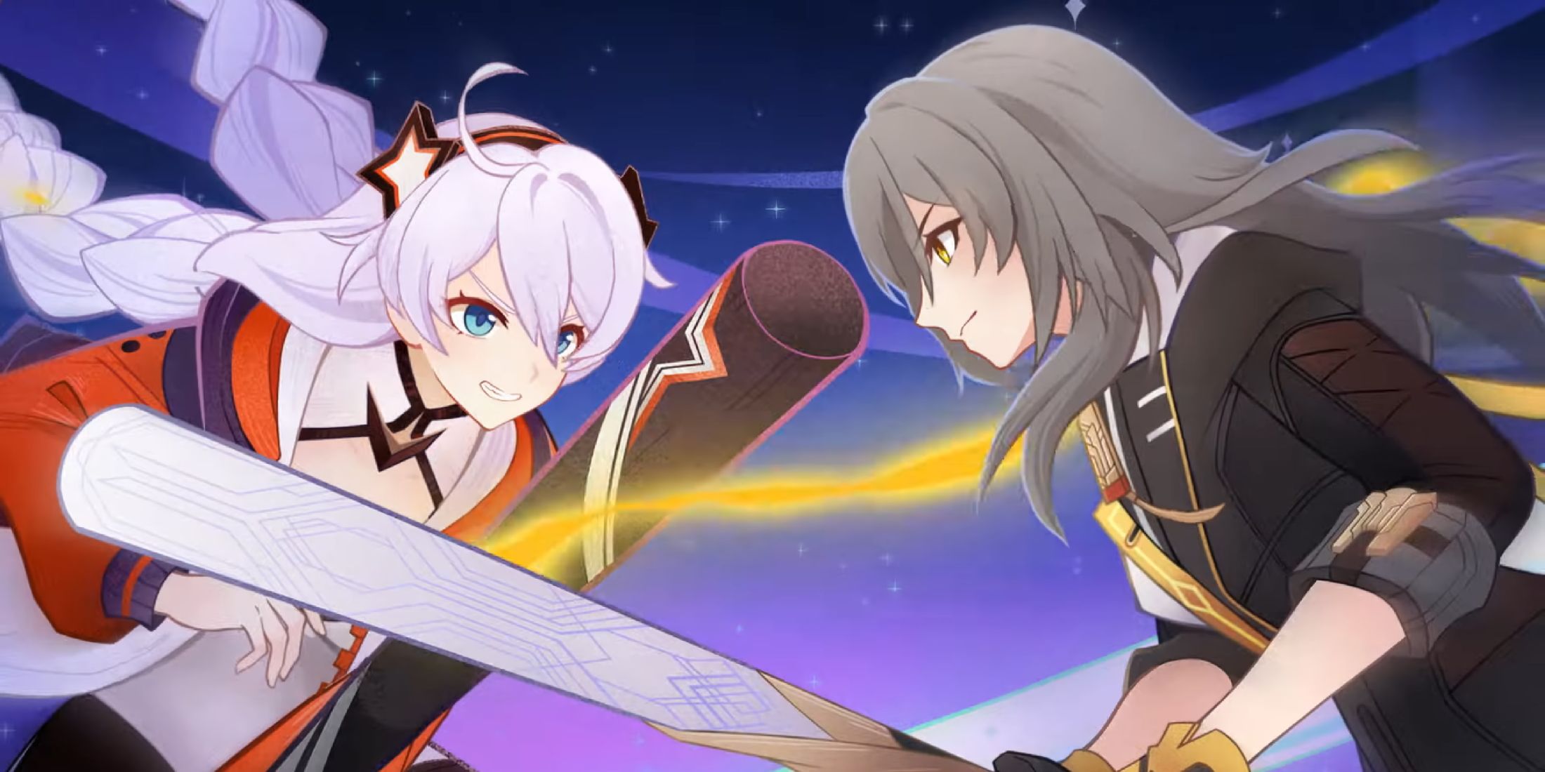 Honkai Impact 3rd's Kiana battling against Honkai: Star Rail's Stelle