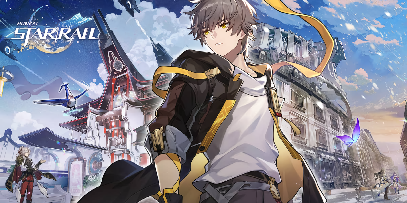 A key visual for Honkai: Star Rail showing the male Trailblazer.