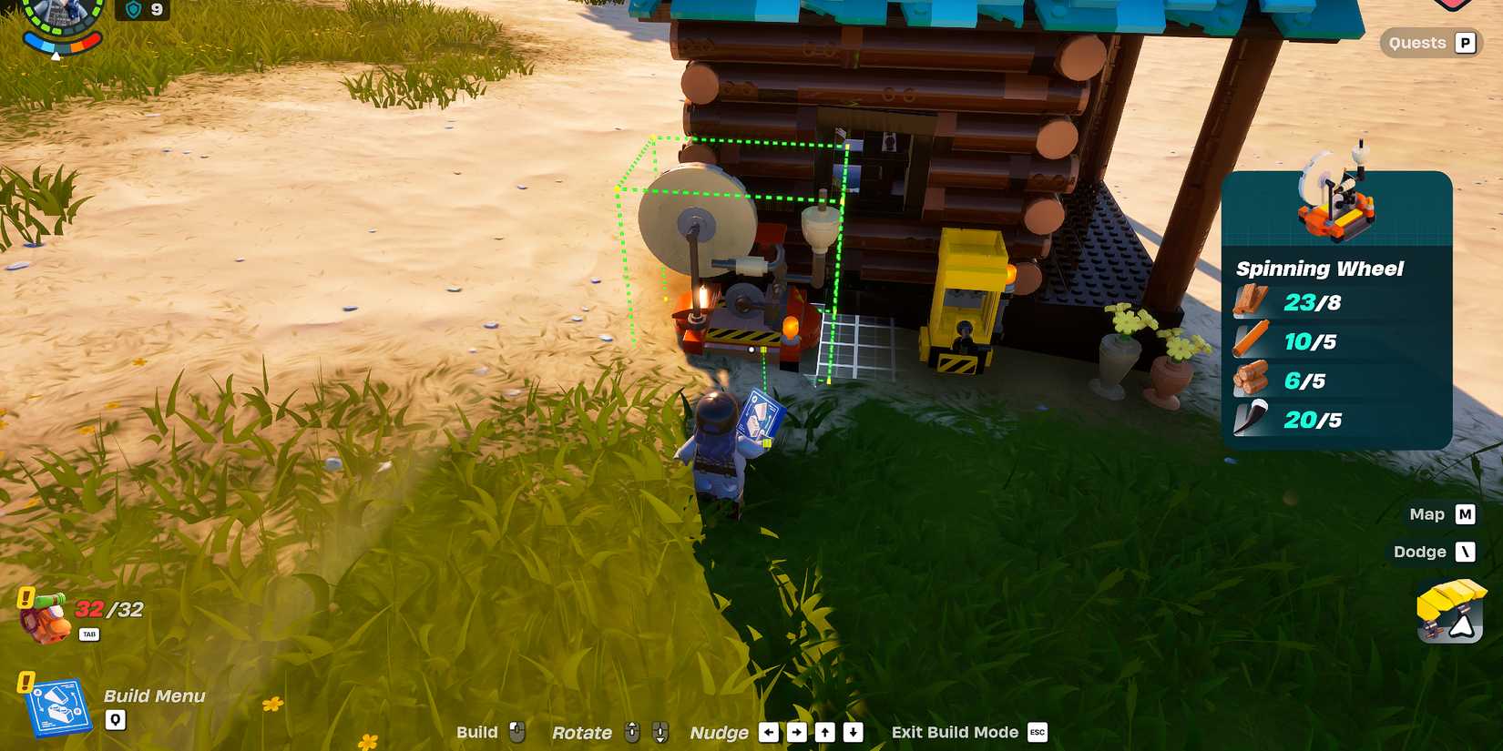 Screenshot showcasing how to build a Spinning Wheel in LEGO Fortnite 