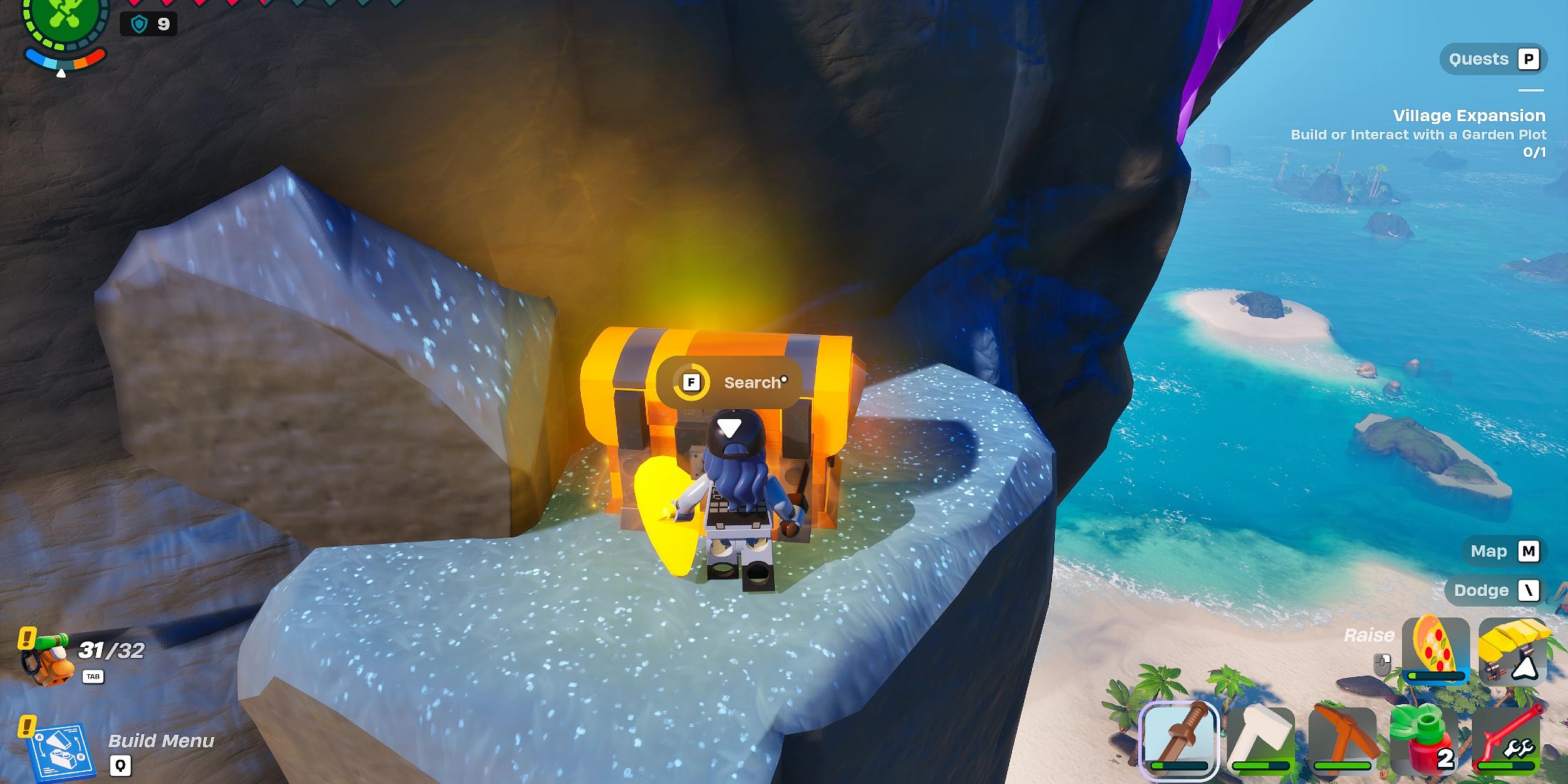 Screenshot showcasing how to find Klombo Rune Tome in LEGO Fortnite