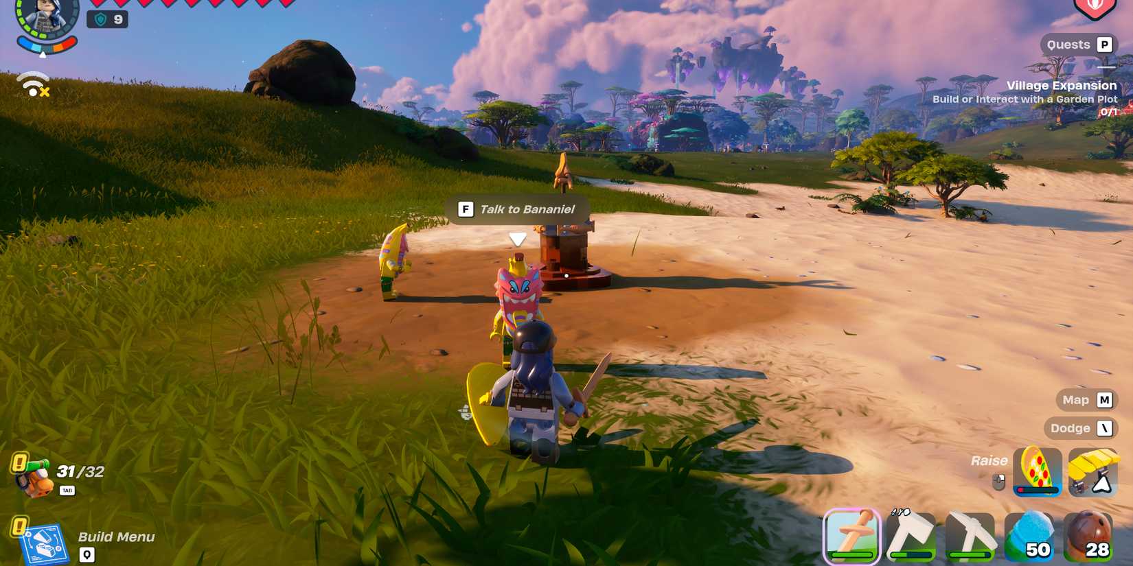 Screenshot showcasing how to find the NaNa Village in LEGO Fortnite 