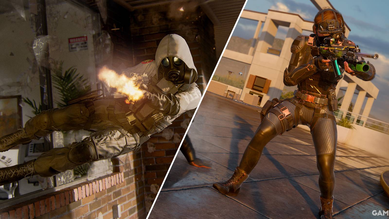 Split-image showcasing two Operators in Black Ops 6 