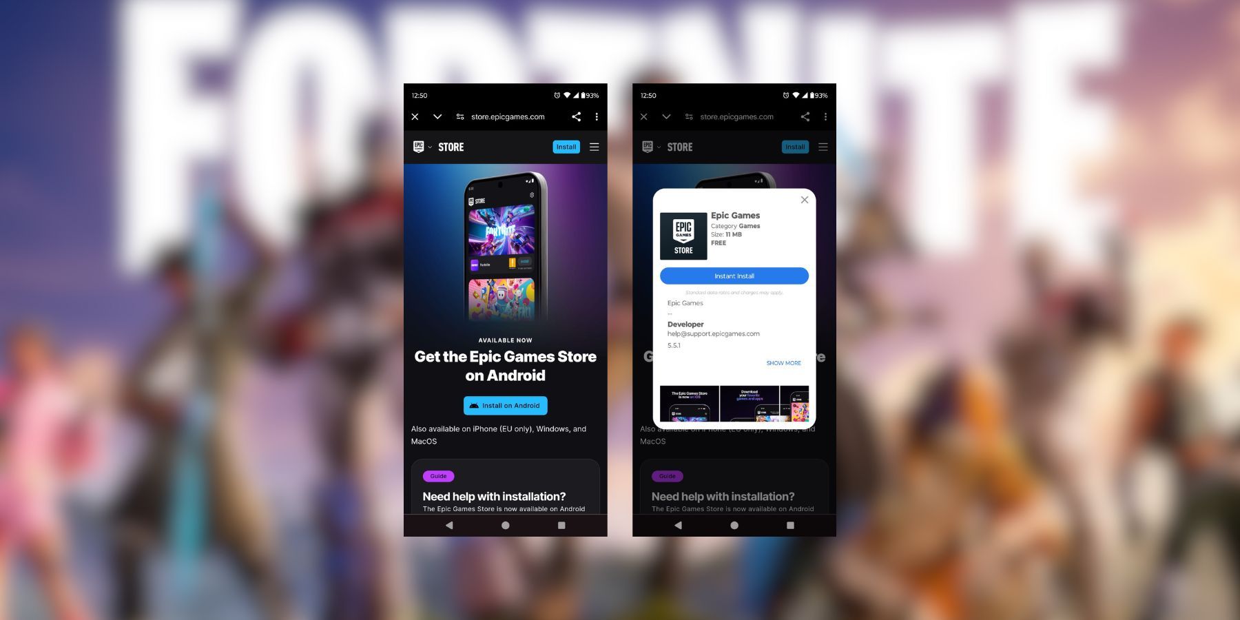 Instruções de instalação do Fortnite em dispositivos Android