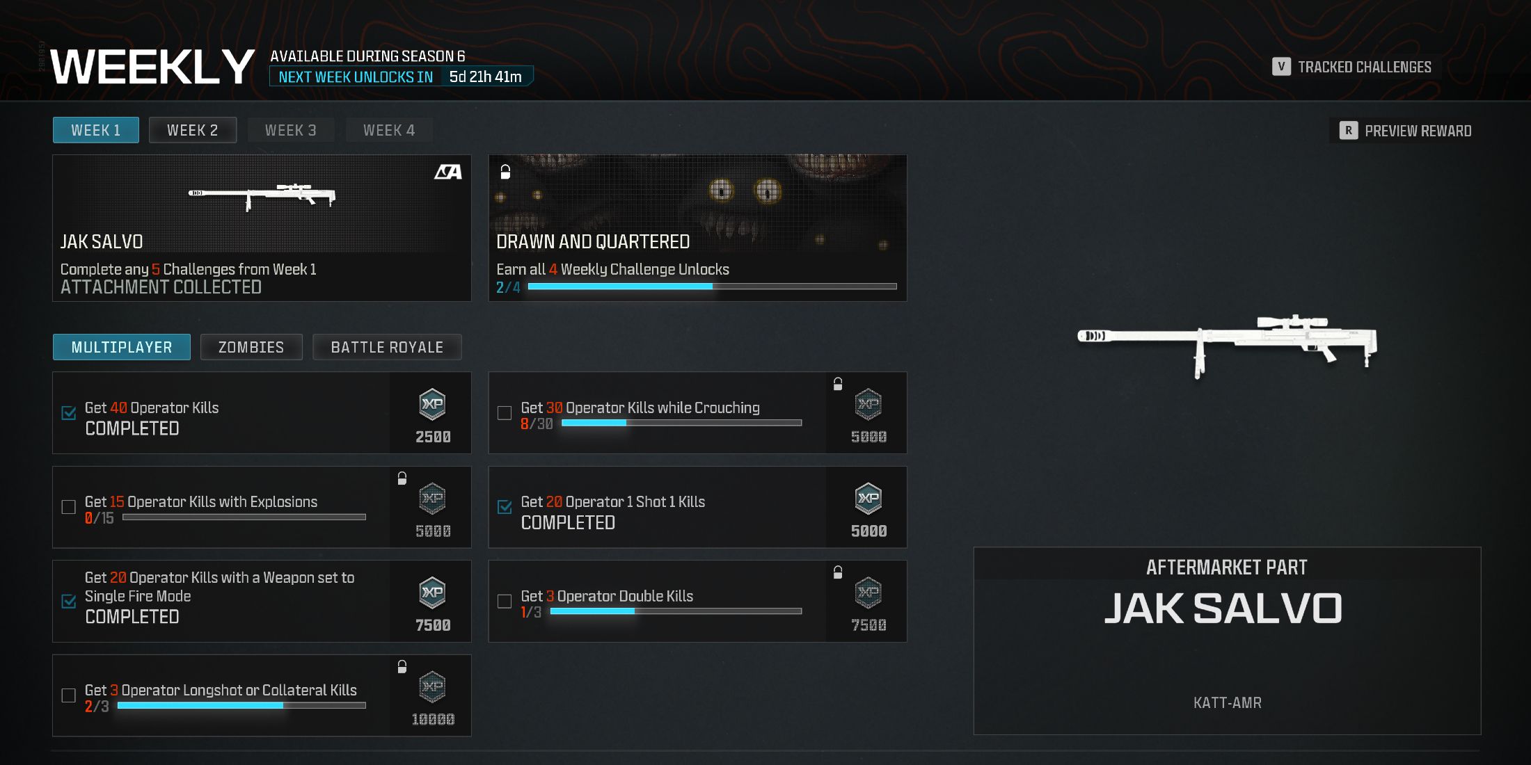 Screenshot showing how to unlock JAK Salvo in Modern Warfare 3 and Warzone. 