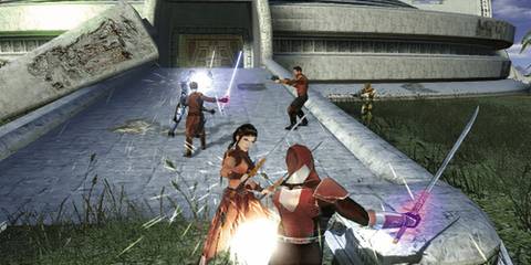 Bastila fighting on Lehon in Star Wars the Knights of the Old republic