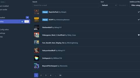 R2modman's mod browser for Risk of Rain 2