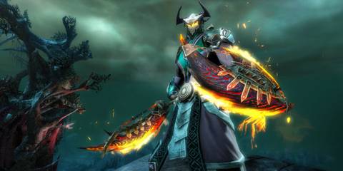 A character wielding a sword and shield in Guild Wars 2