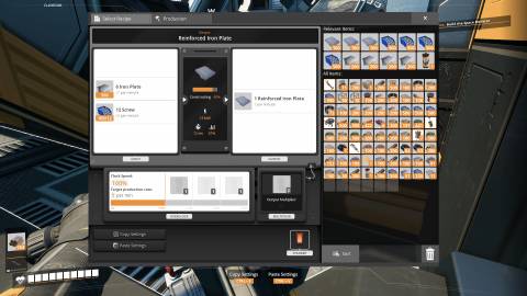 Making Reinforced Iron Plates in an Assembler's menu in Satisfactory