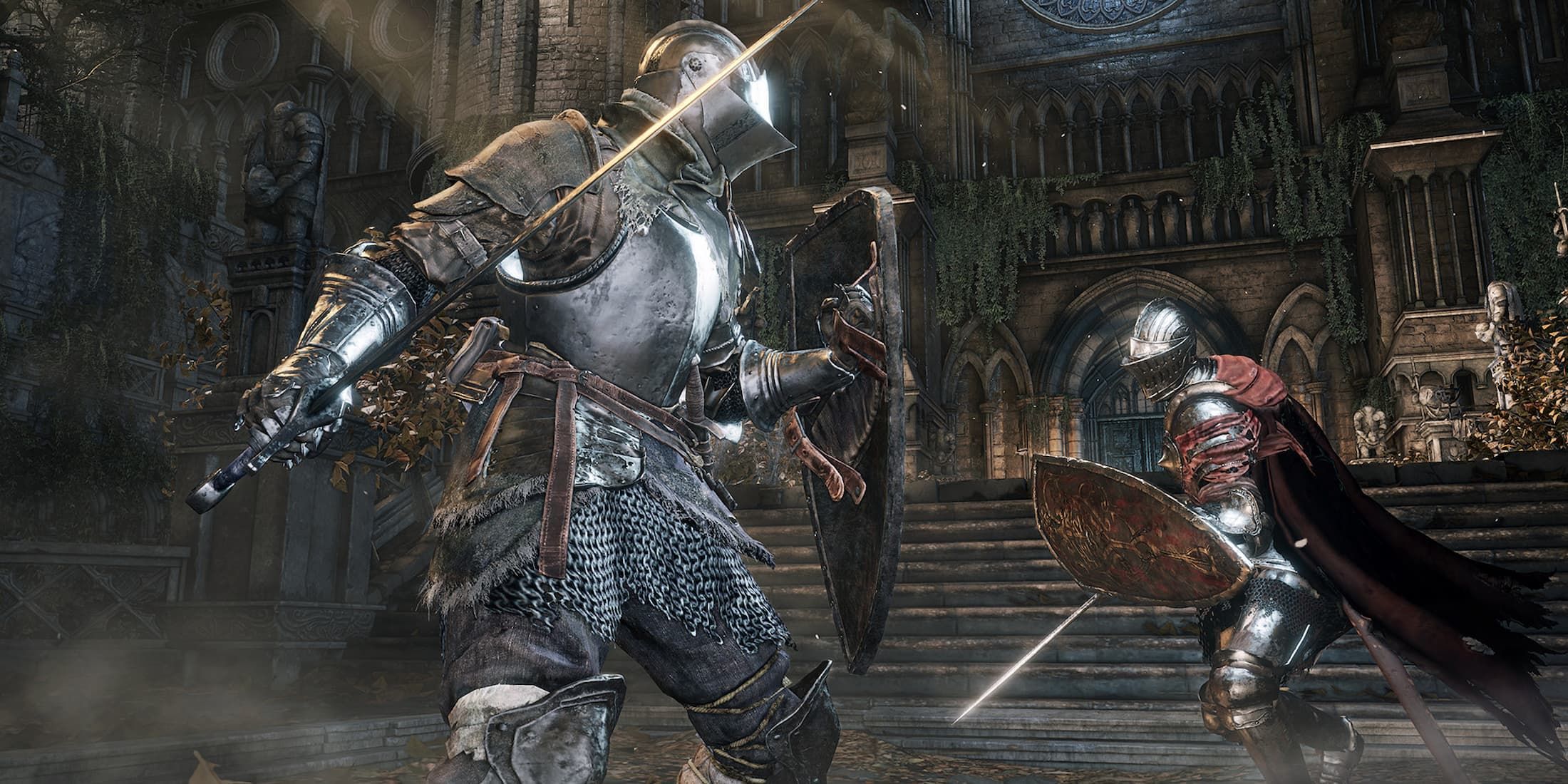 Two knights fighting in Dark Souls 3