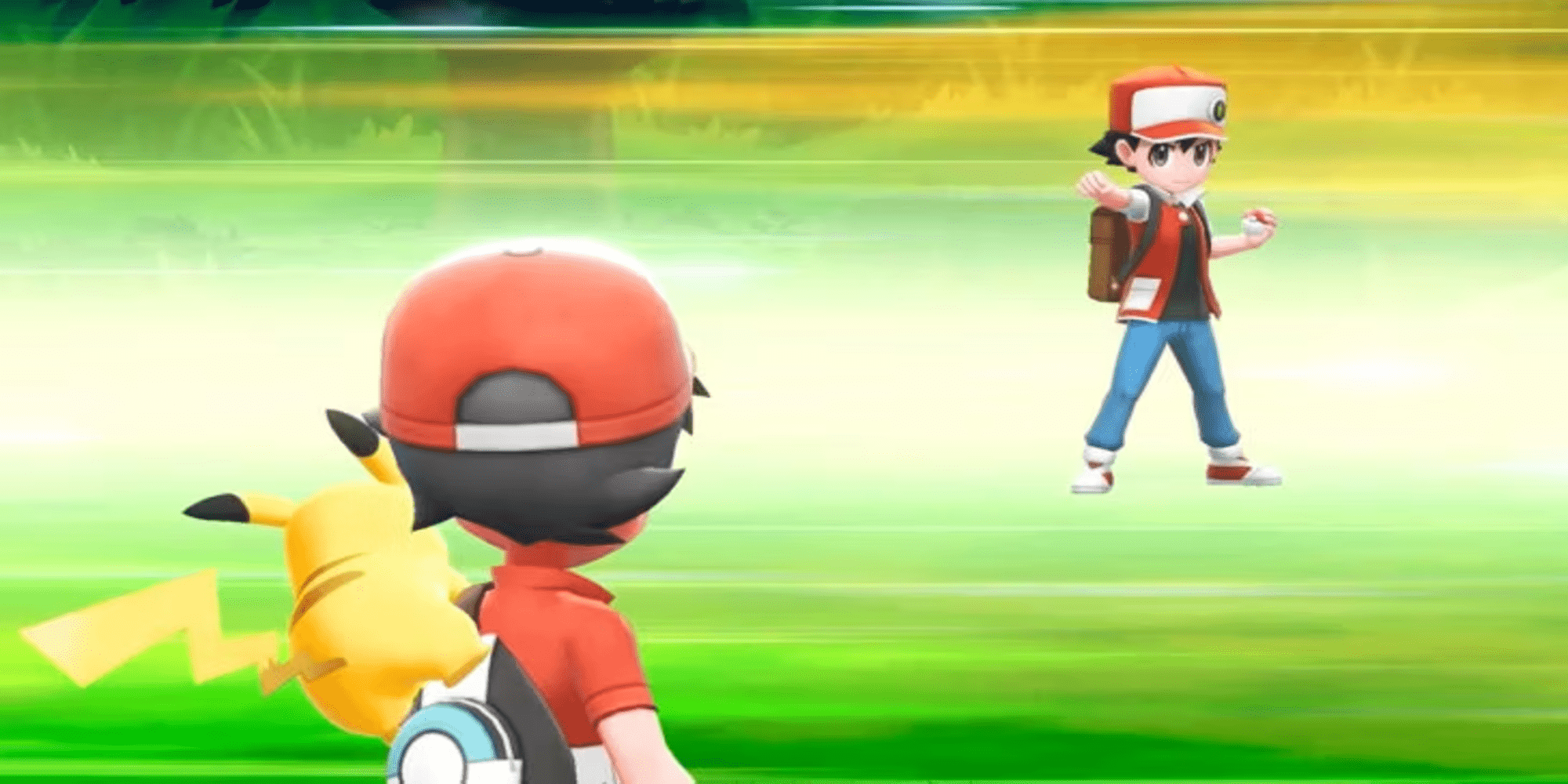 Player facing Red with Pikachu 