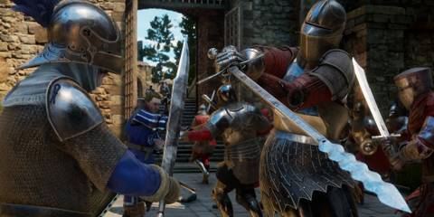 Knights swordfighting in Mordhau