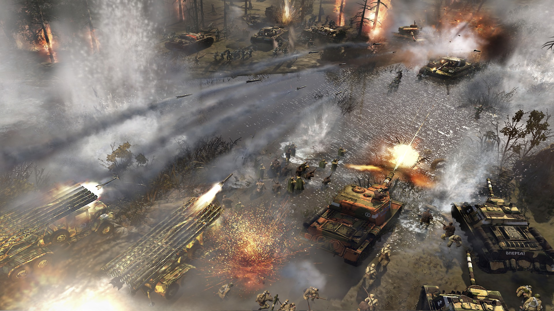 A typical battle in Company of Heroes 2