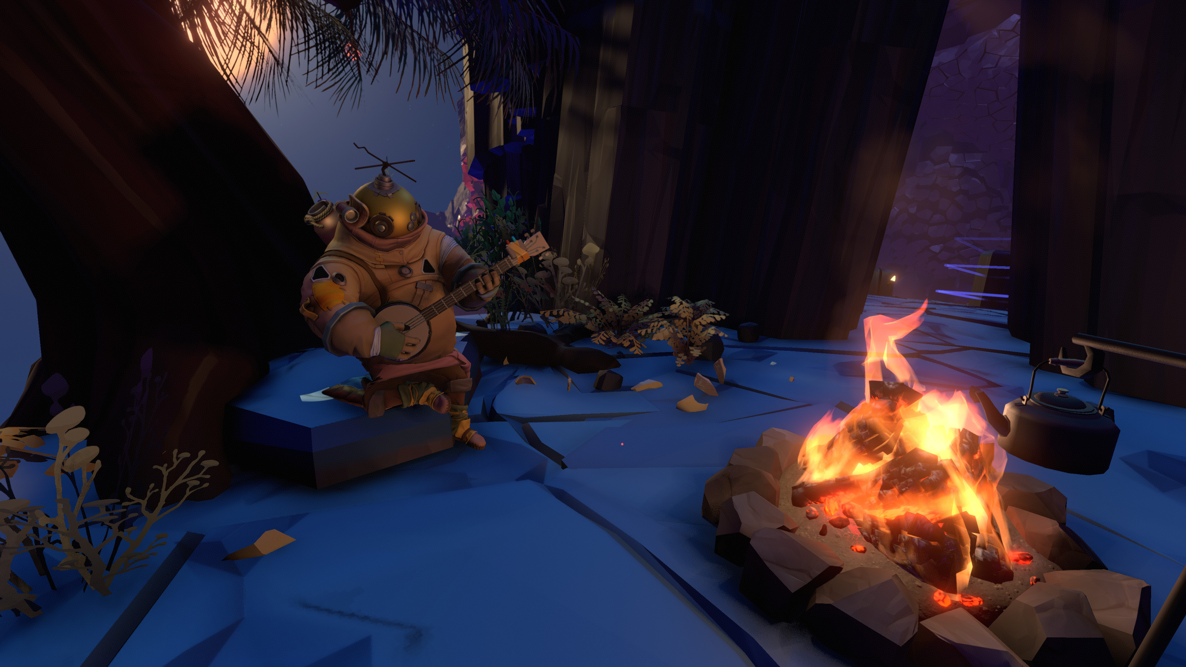 Relaxing by a bonfire in The Outer Wilds