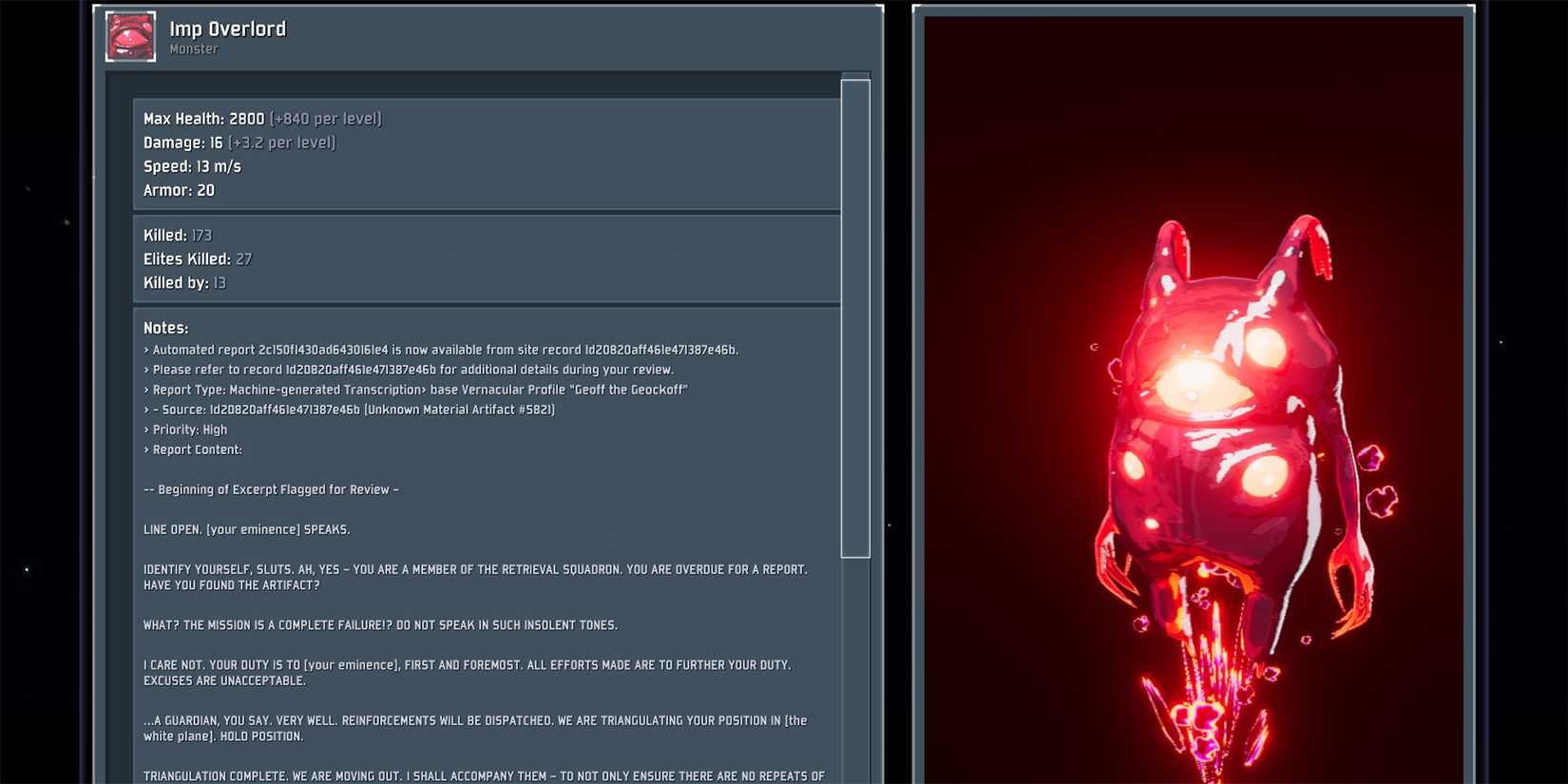 Imp Overlord Boss Logbook Entry in Risk of Rain 2