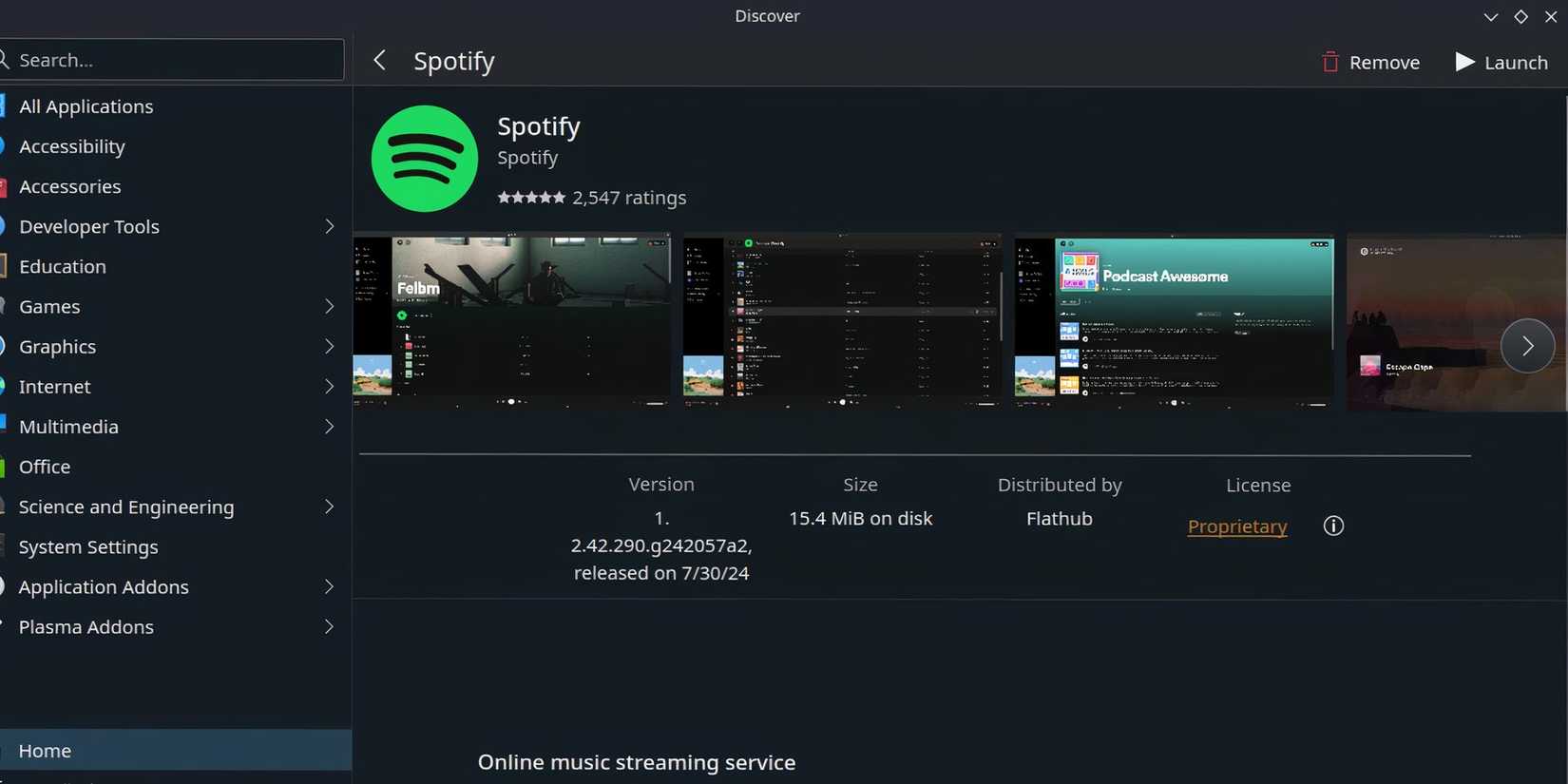 Spotify on Discover Store