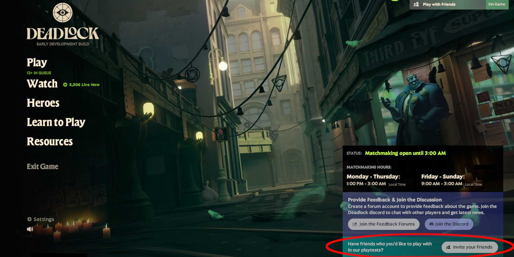 Inviting friends to Deadlock