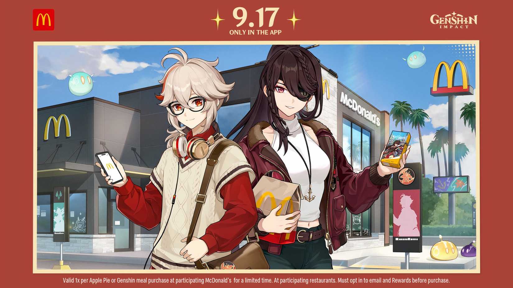 Genshin Impact and McDonalds artwork showing two characters from the RPG