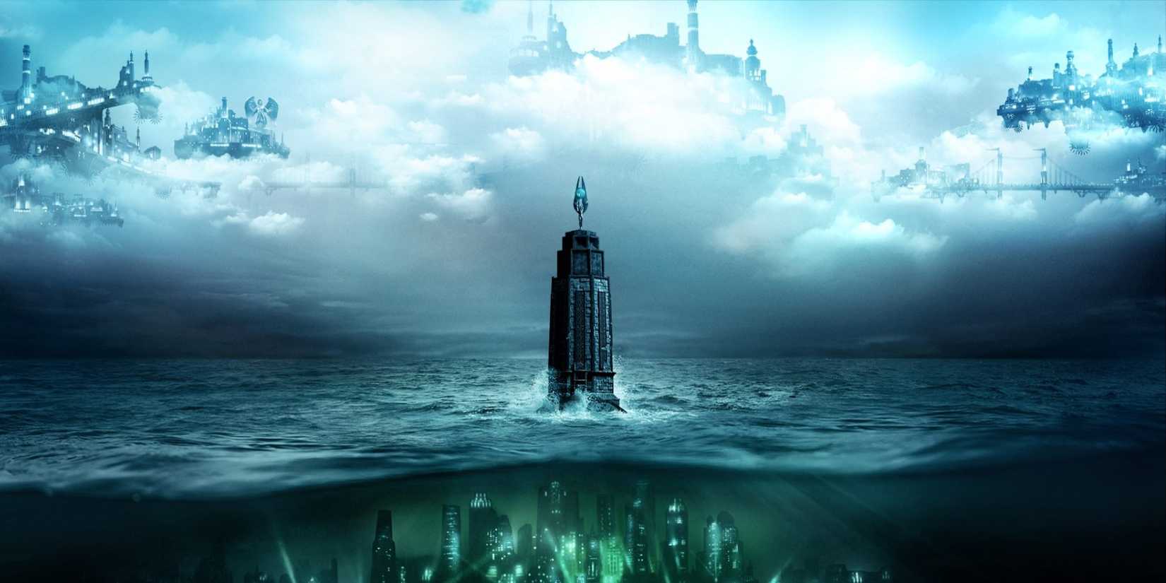 Key Art Showing The Bioshock Locations Of Rapture And Colombia