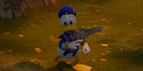 Donald Duck holding a gun