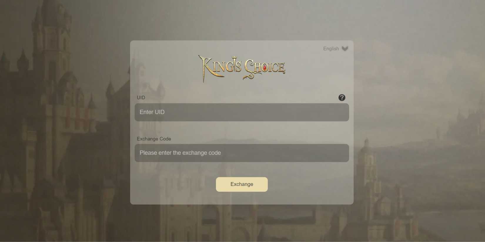 King’s Choice the codes tab