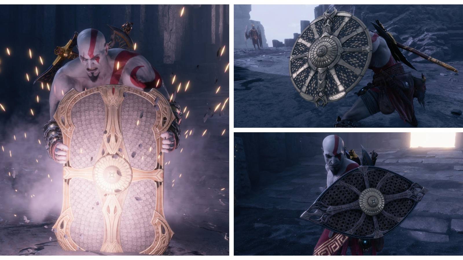 kratos using three different shields
