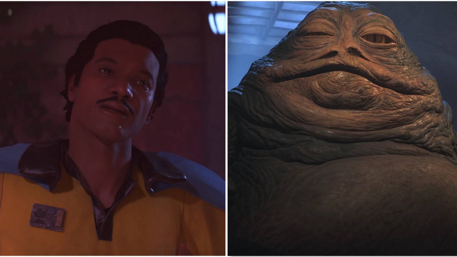 Lando Calrissian and Jabba the Hutt in Star Wars Outlaws