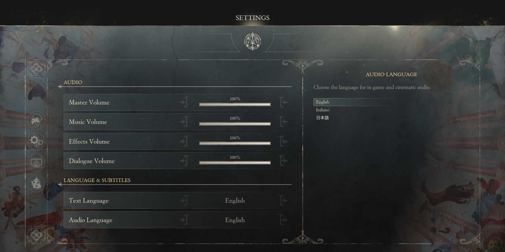 language and subtitles in enotria the last song