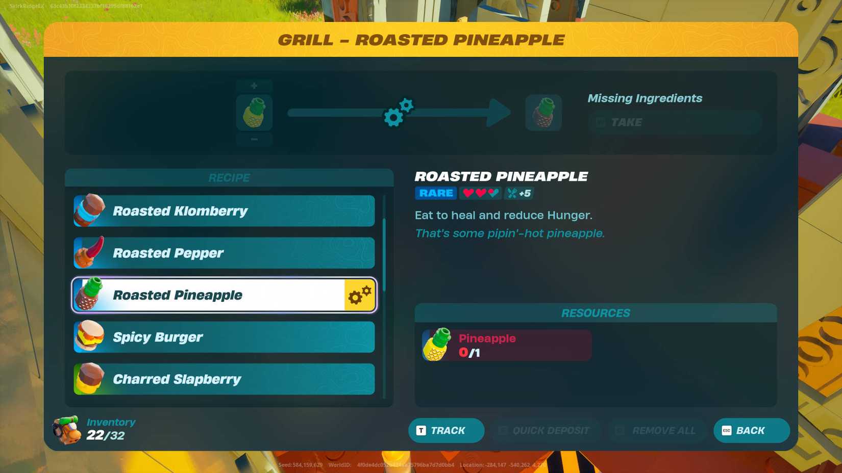 LEGO Fortnite pineapples: the recipe for Roasted Pineapple on the grill.