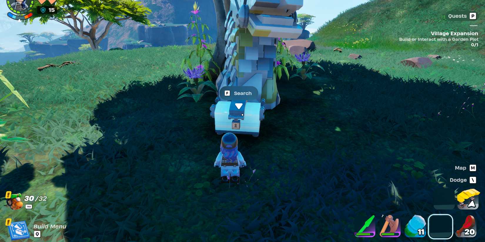 Screenshot showcasing the Llama Island Head Large Chest in LEGO Fortnite 