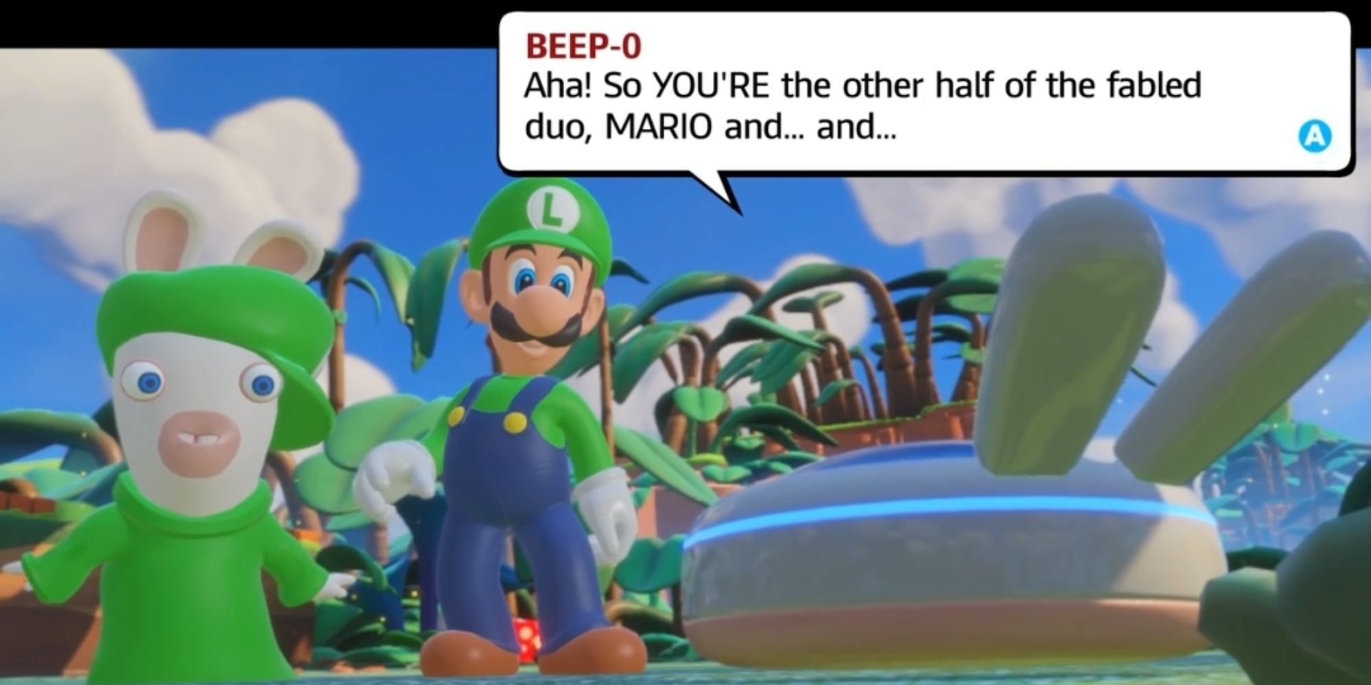 Luigi, Rabbid Luigi, and Beep-0