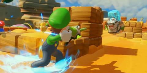 Luigi sniping in Mario + Rabbids Kingdom Battle