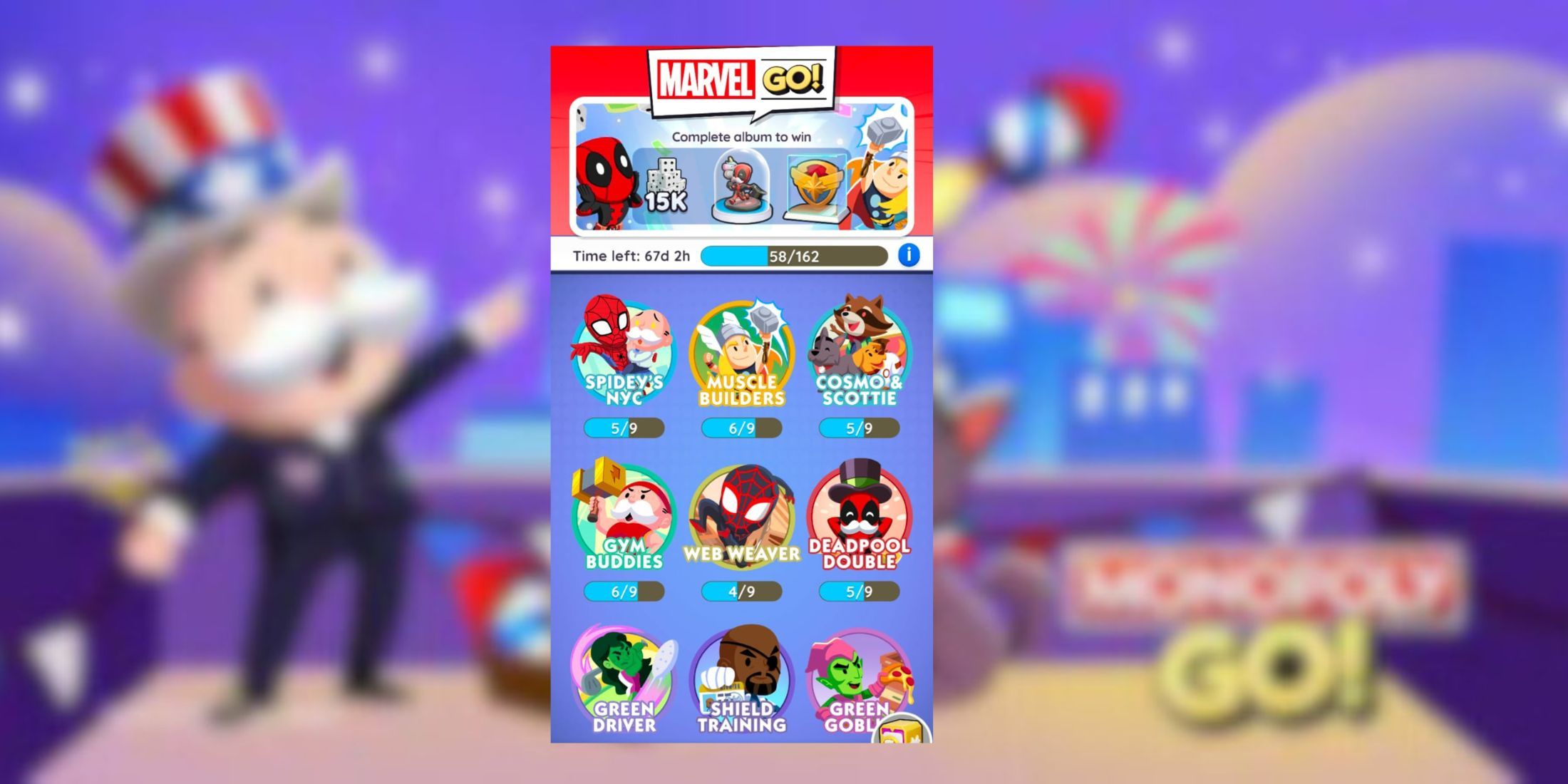 marvel go sticker albums monopoly go