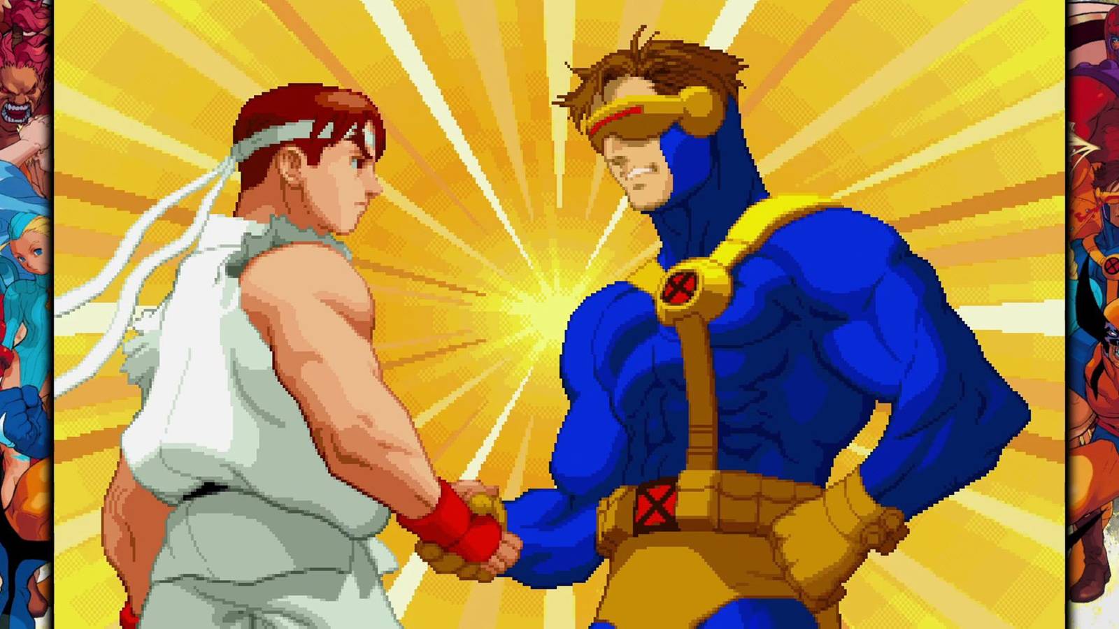 mavel vs capcom ryu and cyclops handshake