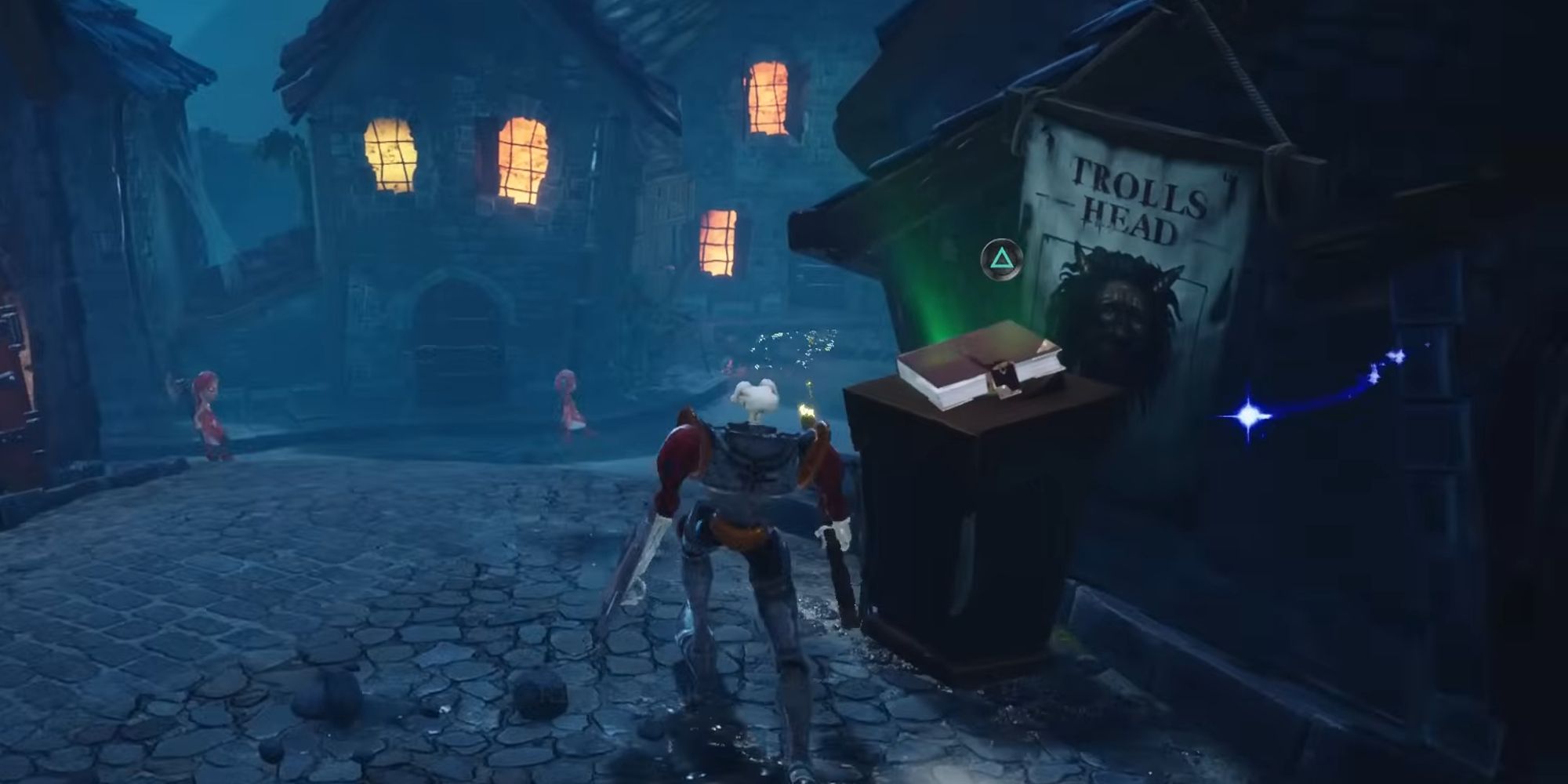 Sir Dan running through a village in MediEvil