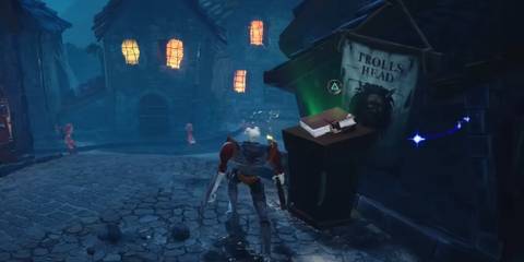 Sir Dan running through a village in MediEvil
