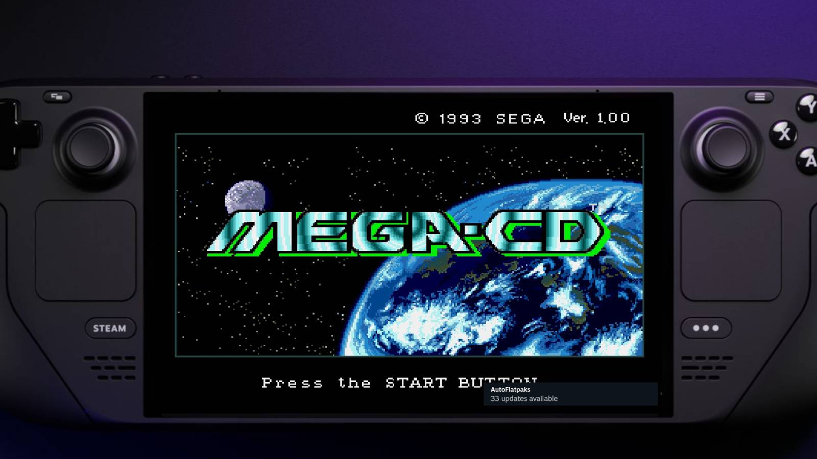 Mega CD Logo on the Steam Deck