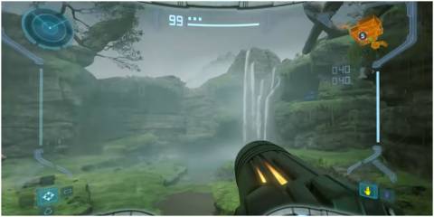 Samus exploring the planet