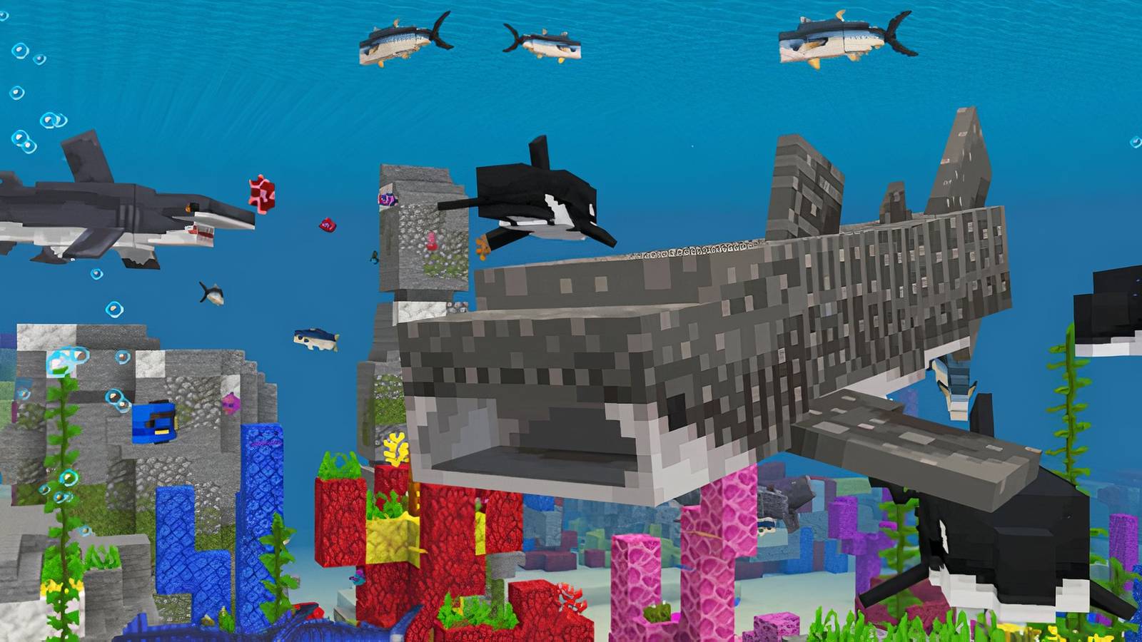 minecraft ocean sharks orcas