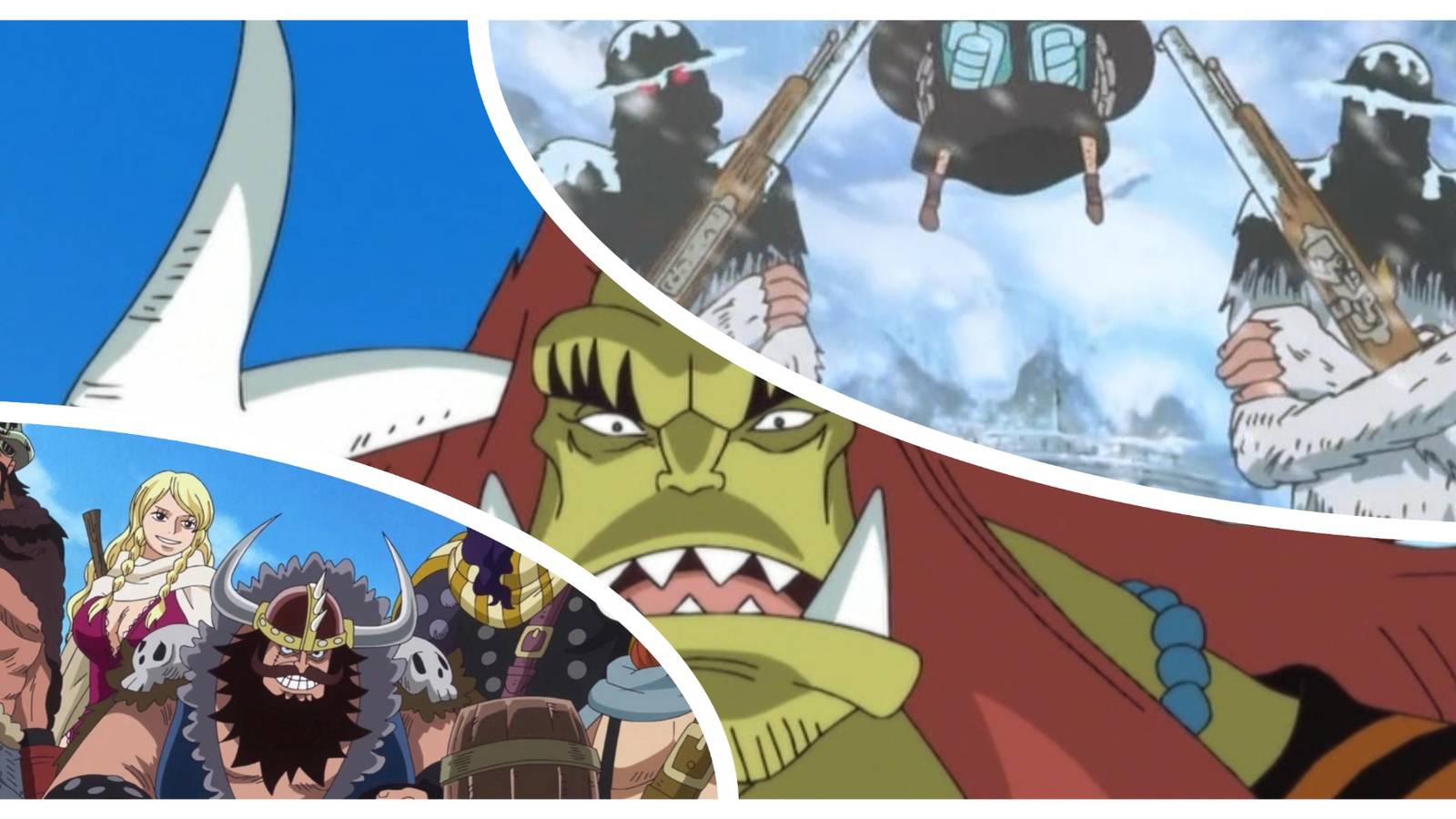 Three Giant Variants; Elbaf Giants (The New Giant Warrior Pirates), Ancient Giants (Little Oars Jr.), and the Dubious Yeti Variant (The Yeti Cool Brothers)