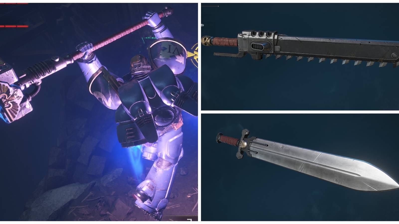 jet pack using the thunder hammer, chainsword, power sword